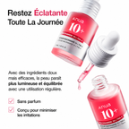 Anua 10+ skincare serum with dropper on a white background