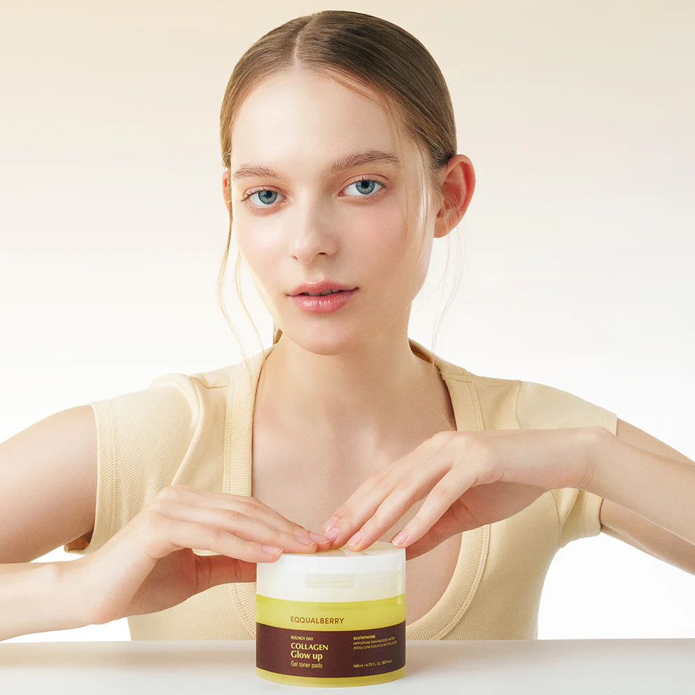 EQQUALBERRY Collagen Glow Up Gel Toner Pads (140ml | 60 Pads)