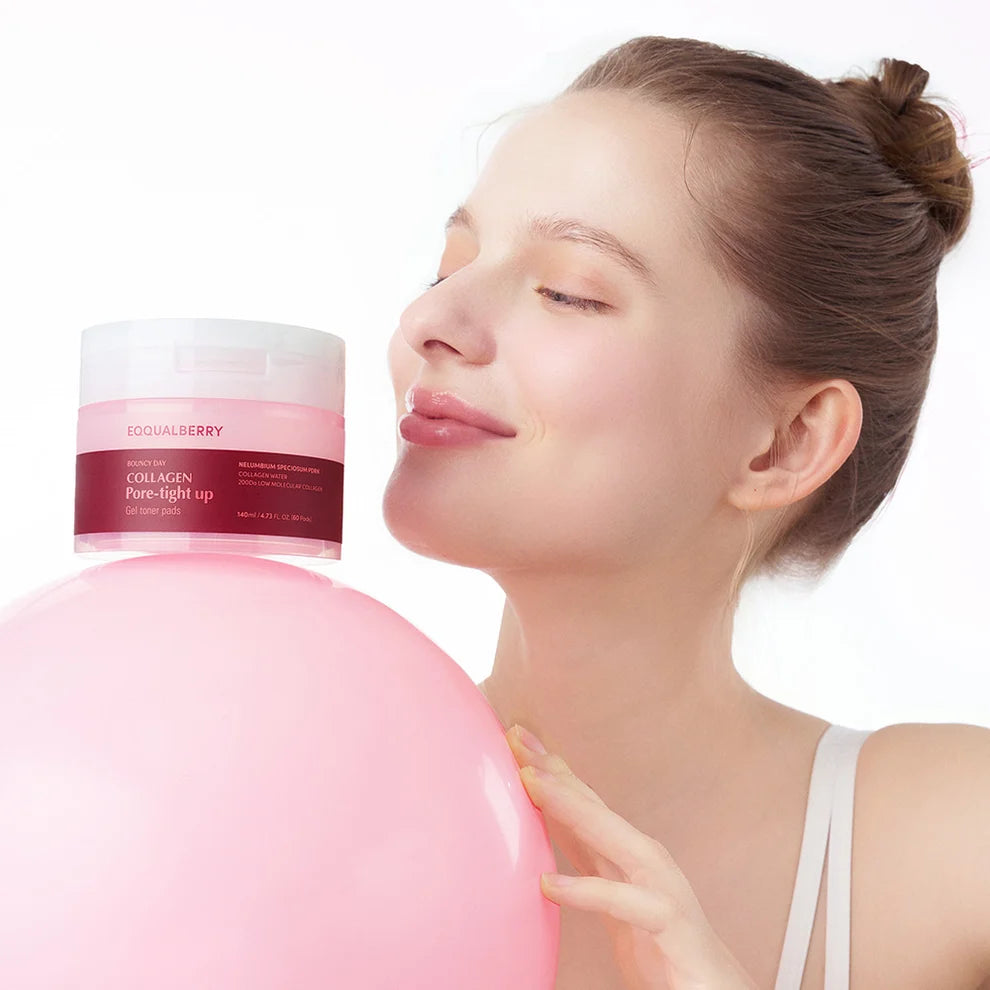 EQQUALBERRY Collagen Pore-Tight Up Gel Toner Pads (140ml | 60 Pads)