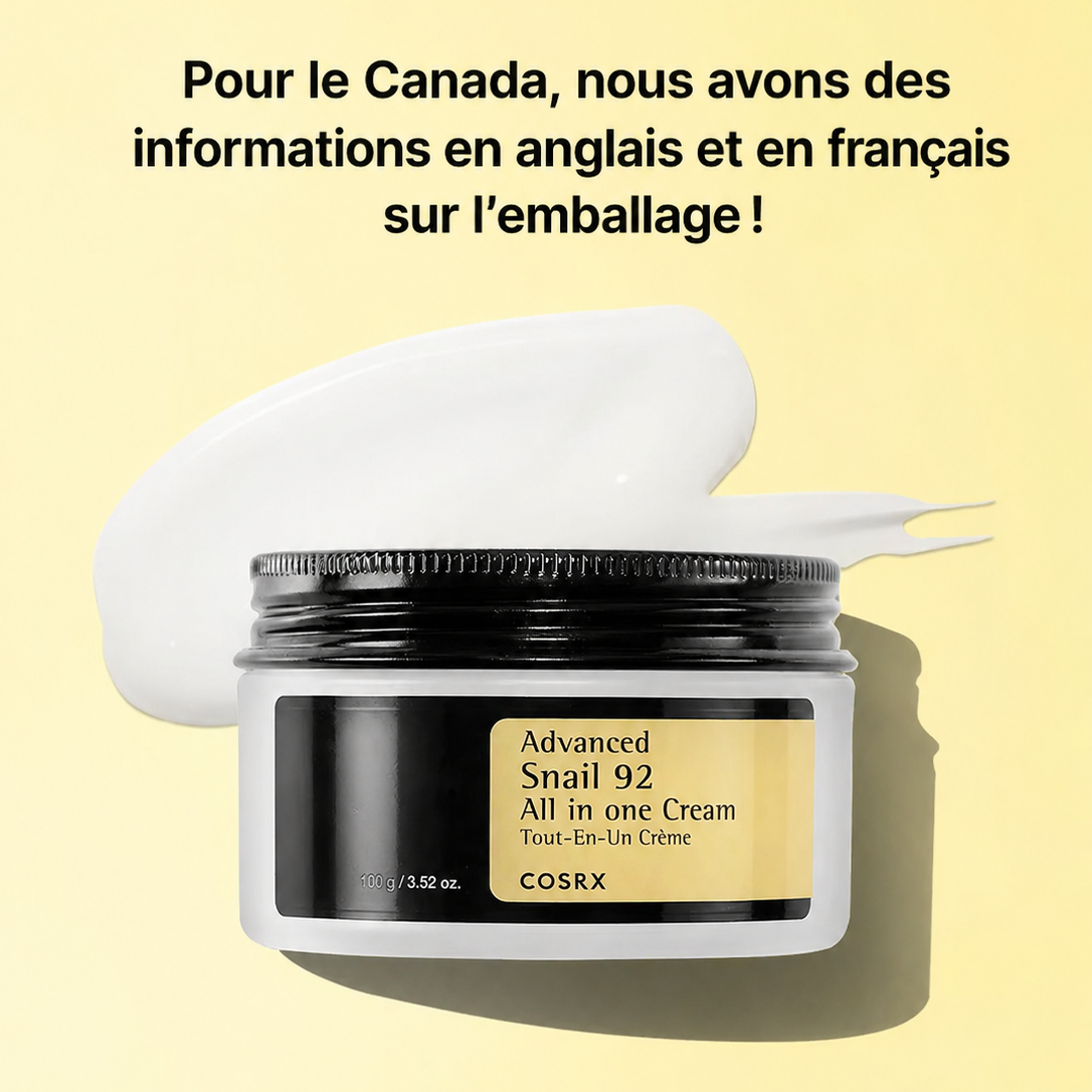 Cosrx cream jar with text on a yellow background