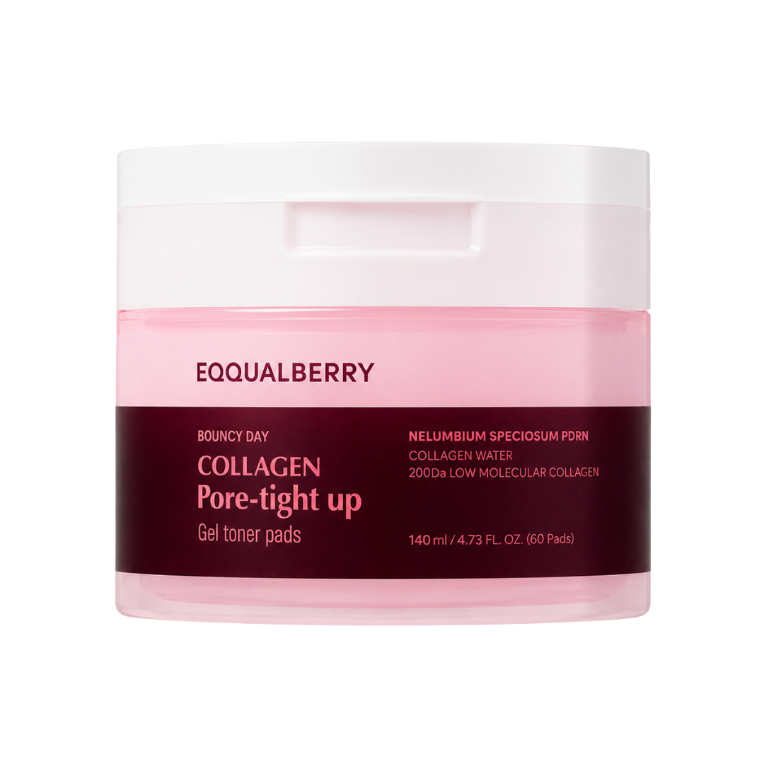 EQQUALBERRY Collagen Pore-Tight Up Gel Toner Pads (140ml | 60 Pads)