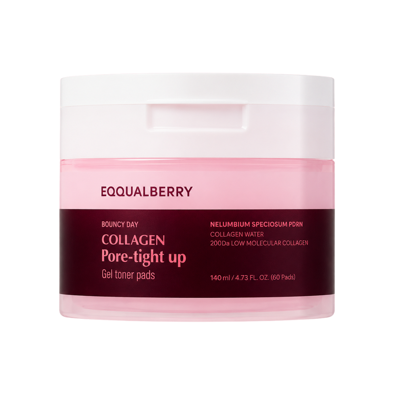 EQQUALBERRY Collagen Pore-Tight Up Gel Toner Pads (140ml | 60 Pads)