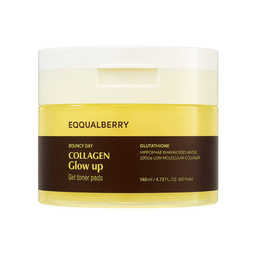 EQQUALBERRY Collagen Glow Up Gel Toner Pads (140ml | 60 Pads)