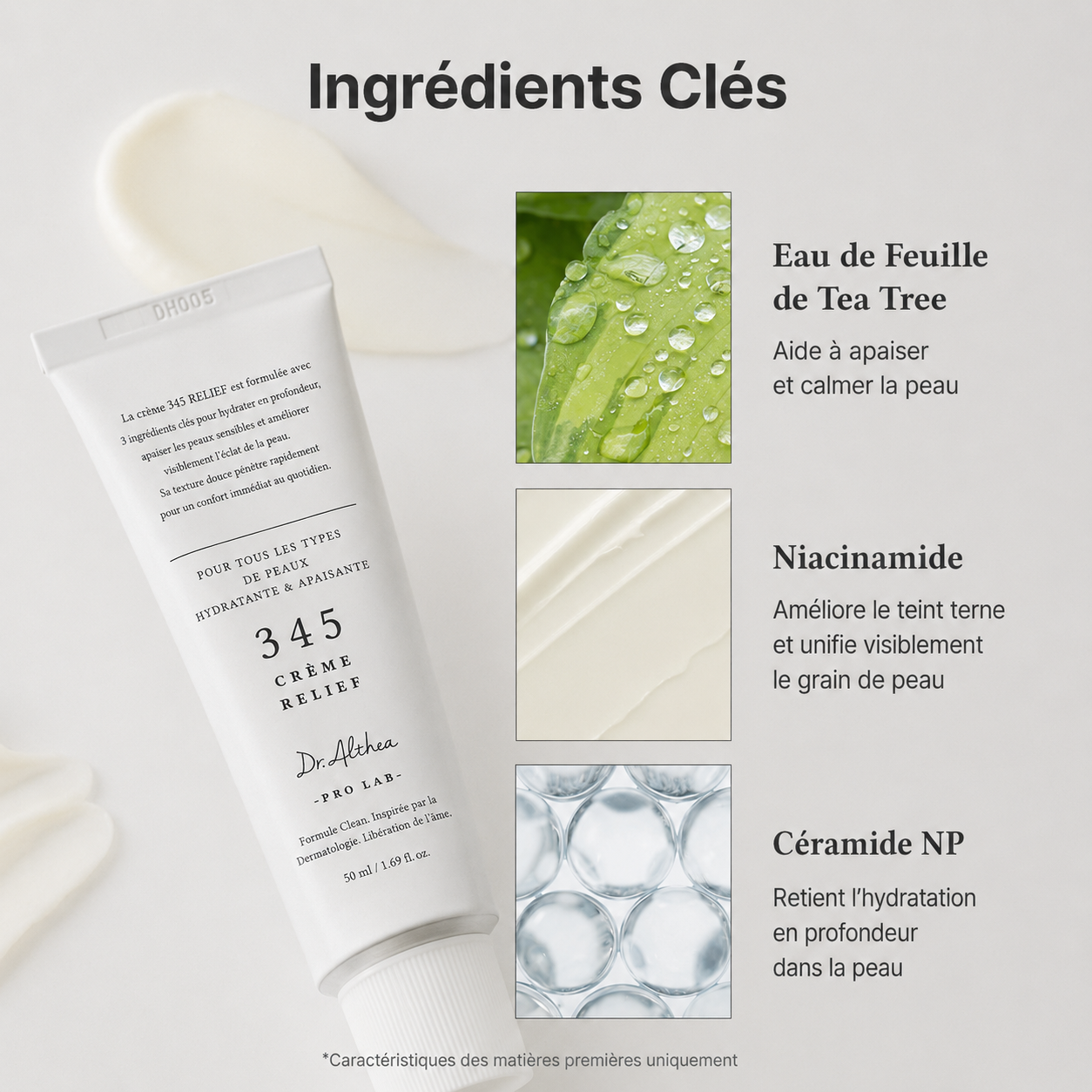 Dr.althea skincare product with ingredients listed in French on a light background