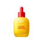 Yellow serum bottle with red cap on a yellow background