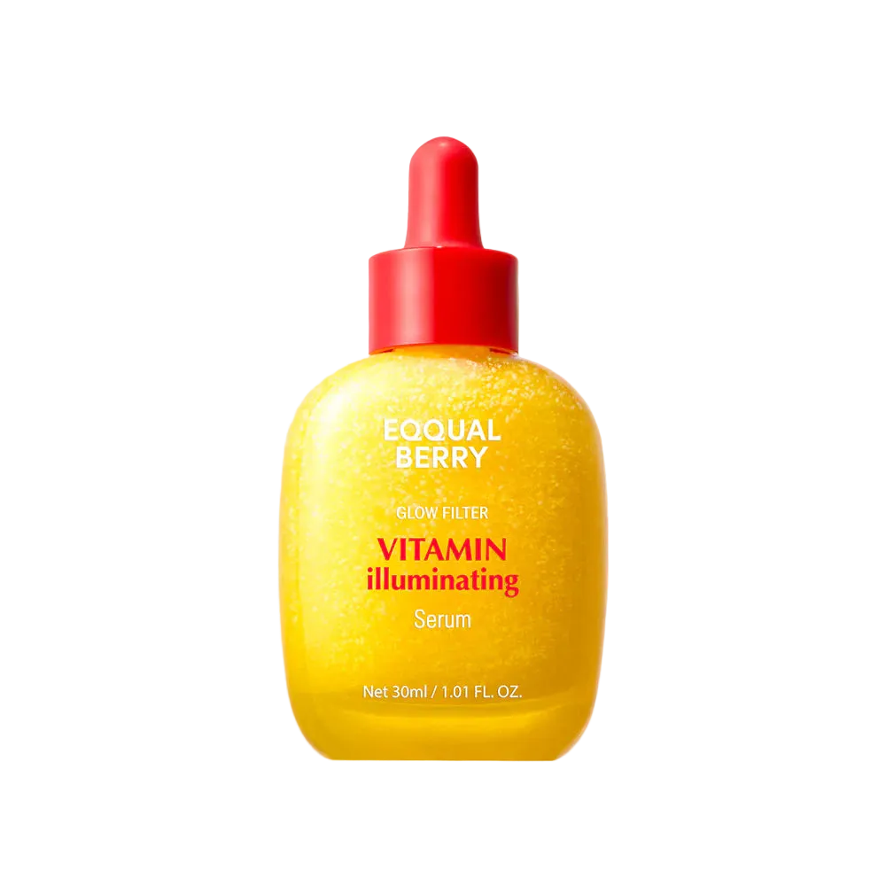 Yellow serum bottle with red cap on a yellow background