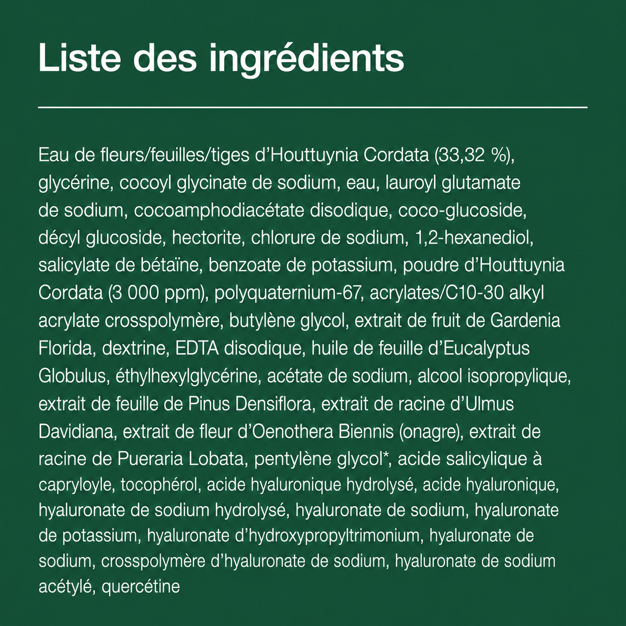 List of ingredients on a green background
