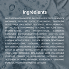 List of ingredients with a blurred background of water droplets