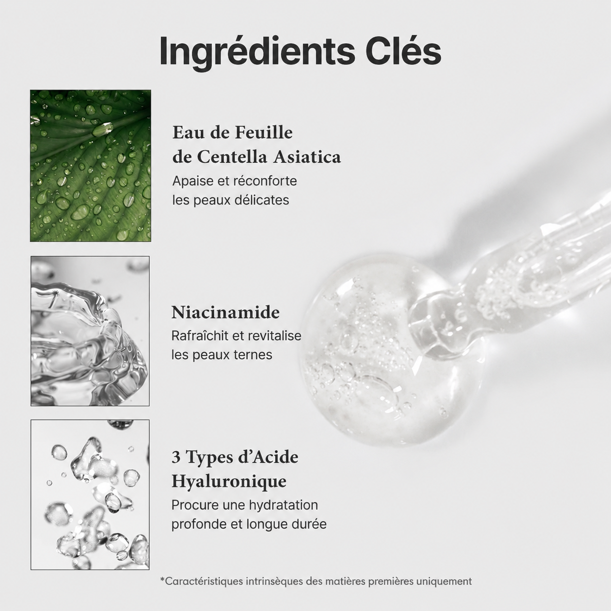 Product ingredients list with images and text on a white background