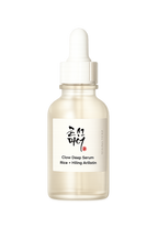 Skincare serum bottle with dropper on a white background