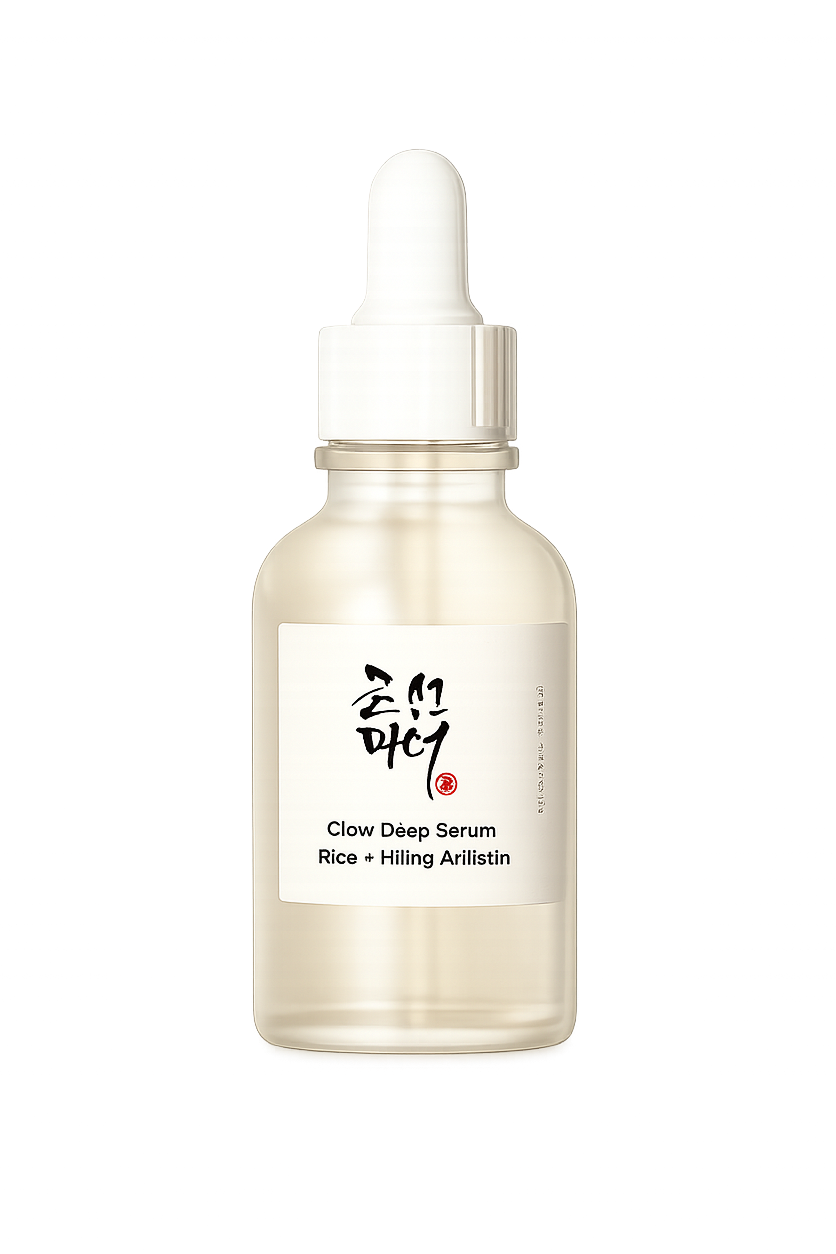 Skincare serum bottle with dropper on a white background