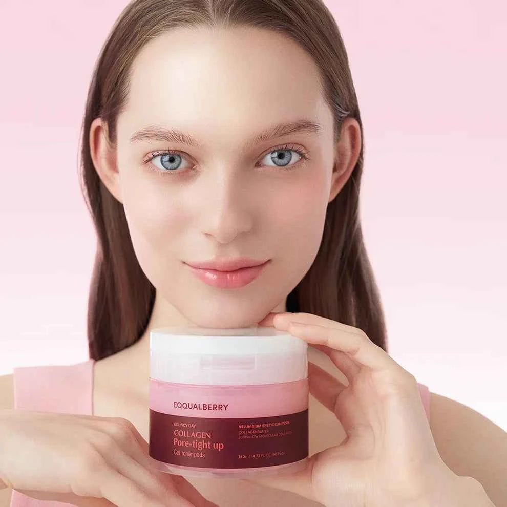 EQQUALBERRY Collagen Pore-Tight Up Gel Toner Pads (140ml | 60 Pads)