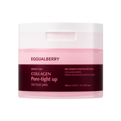 EQQUALBERRY Collagen Pore-Tight Up Gel Toner Pads (140ml | 60 Pads)